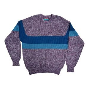 Blue and Brown Crewneck Sweater with Classic Design